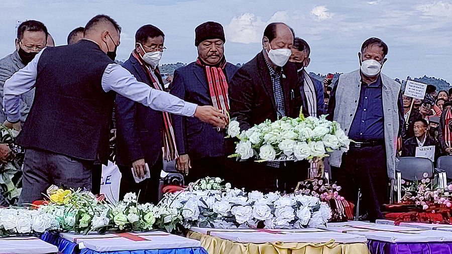 Mass funeral of civilians who were mistakenly killed by security forces, in Mon district of Nagaland. Credit: Reuters Photo