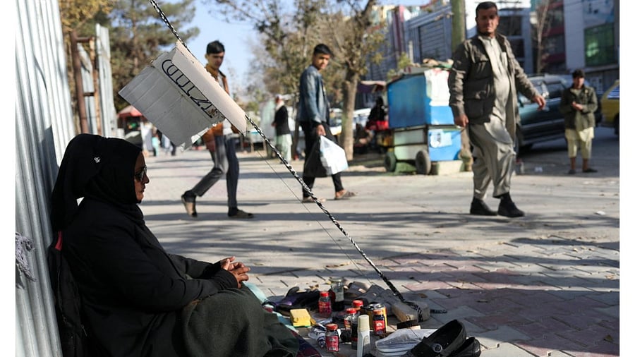 Hadia Ahmadi, 43, was a teacher in various schools under the previous Afghan government, but she lost her job due to education restrictions for children and job restrictions for women. Credit: Reuters Photo