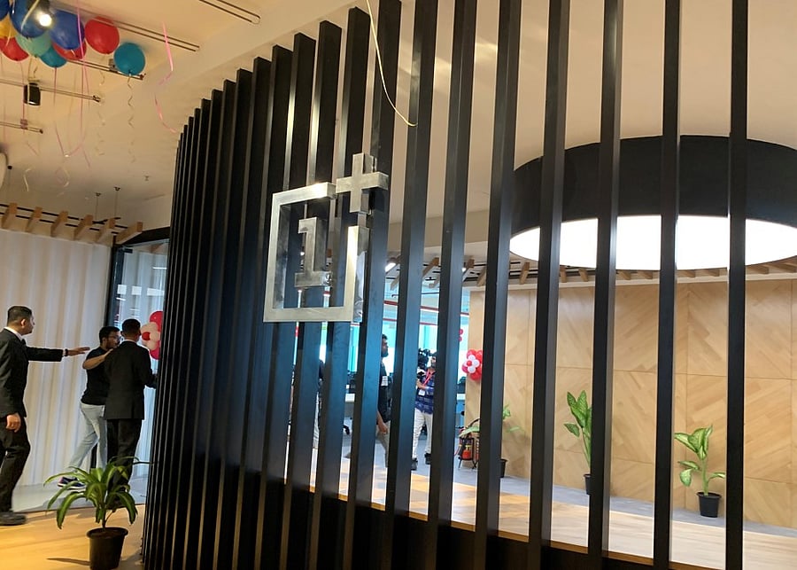 OnePlus logo at its R&D office in Hyderabad, India. Credit DH Photo/KVN Rohit