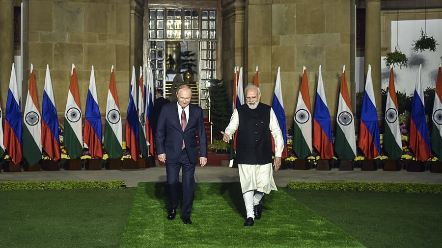 At the recent India-Russia summit, Prime Minister Narendra Modi and Russian President Vladimir Putin tried to arrest the drift in relations. Credit: PTI File Photo