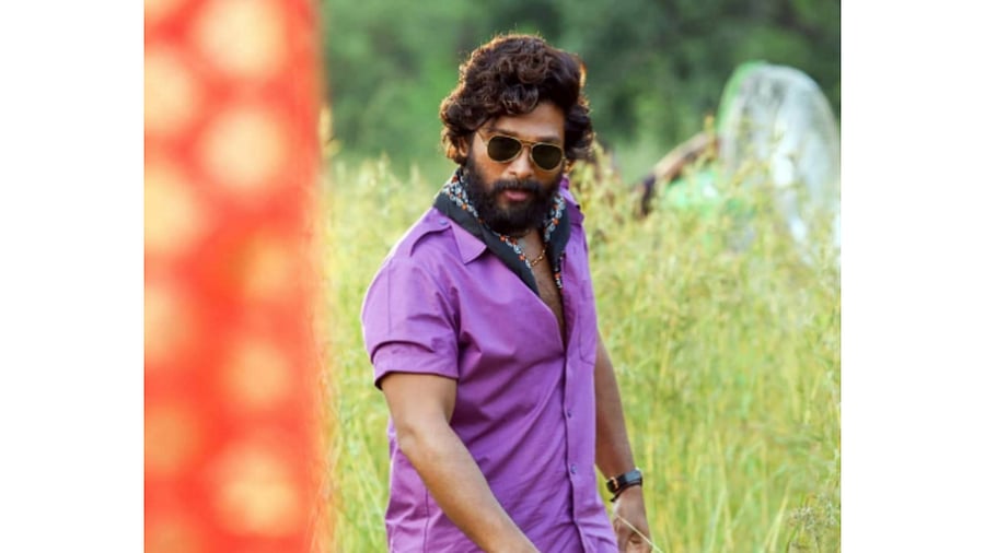 Allu Arjun in a still from 'Pushpa'. Credit: IMDb