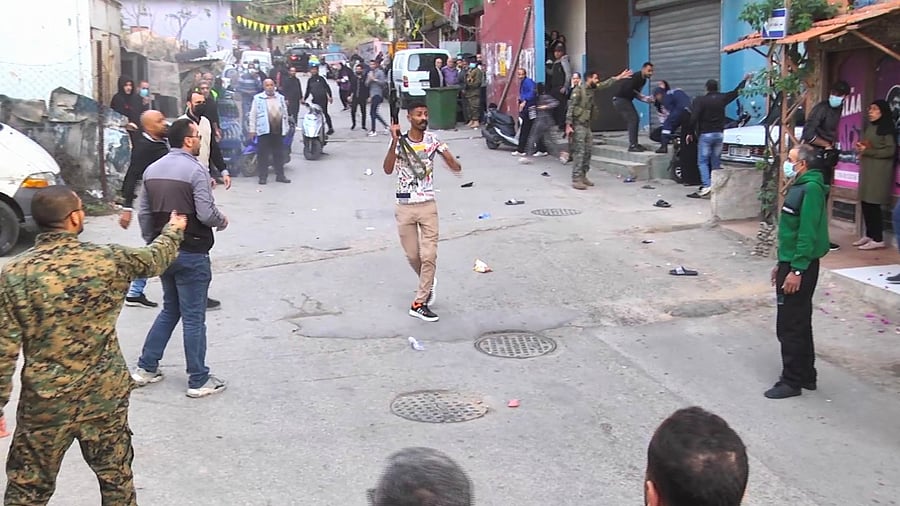 The shootings took place during the funeral of a Hamas supporter who was killed in an explosion on Friday night in the camp in the southern Lebanese port city of Tyre. Credit: Reuters Photo