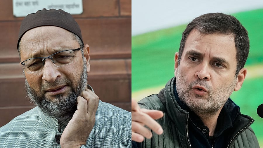 AIMIM chief Asaduddin Owaisi (L) and Congress leader Rahul Gandhi. Credit: PTI File Photos