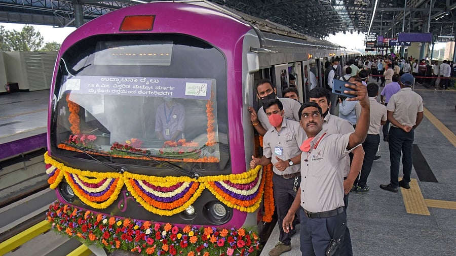 A view of the Namma Metro service. Credit: DH File Photo/Pushkar V