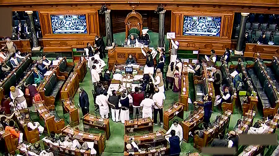 Parliamentarians in the Lok Sabha during the Winter Session of Parliament. Credit: PTI Photo