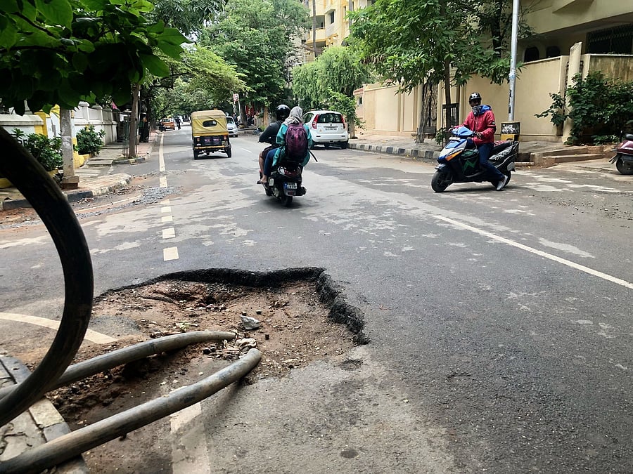 As an indication of how bad the roads are, the civic body is in the process of colour-coding them based on the extent of damage and present condition. Credit: DH Photo