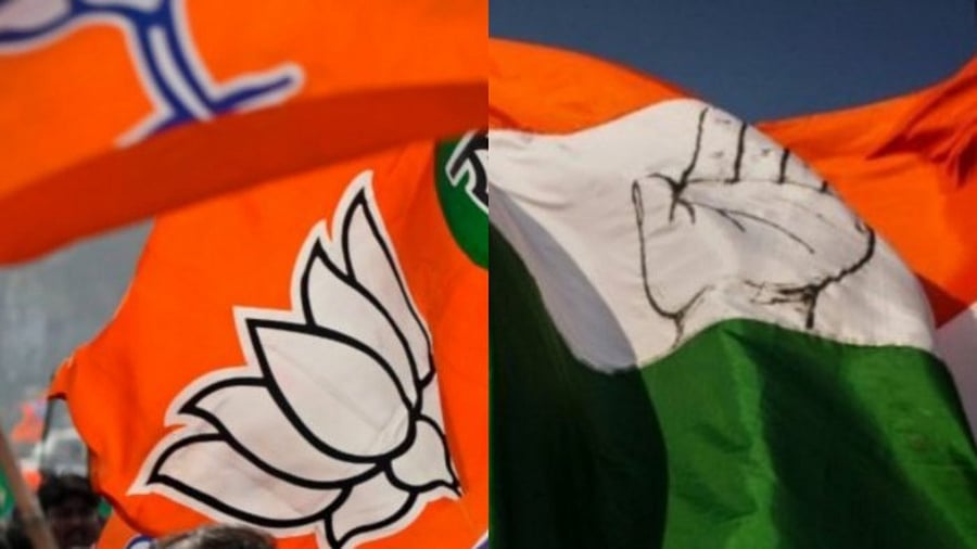 BJP and Congress flags. Credit: AFP/Getty Images Photos