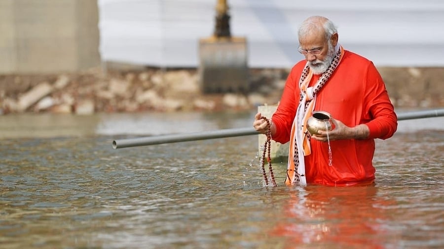 It appears that for the PM and the home minister, religion is a battlefield, and worship no different from victory. Credit: IANS Photo