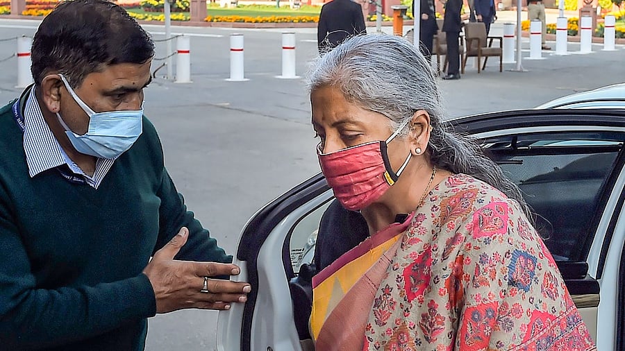 Finance Minister Nirmala Sitharaman entering Parliament. Credit: PTI Photo