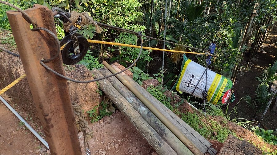 The ropeway used for transporting farm produces to the yard of the house. Credit: DH Photo