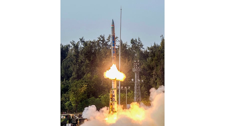 The missile was launched from the APJ Abdul Kalam Island around 10.30 am. Credit: PTI Photo