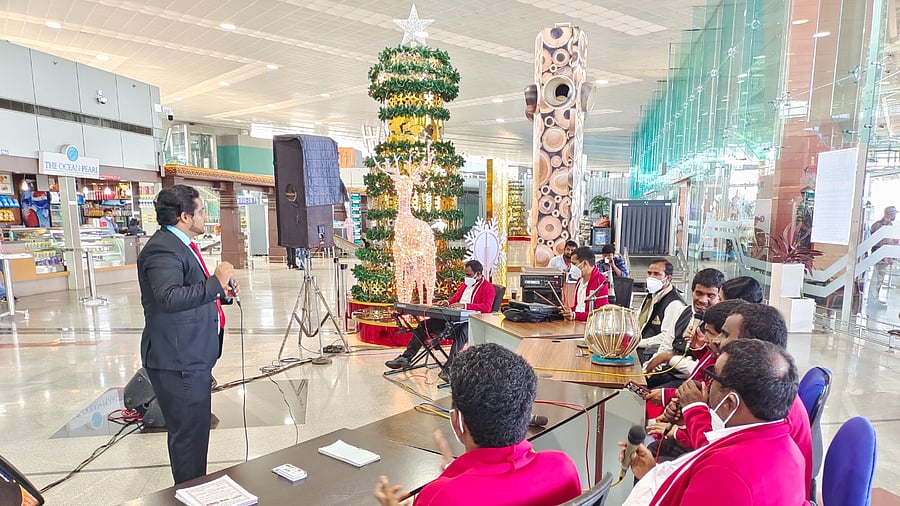 The artistes, who learnt the carols in Braille, presented six carols in Kannada and English. Credit: Special Arrangement