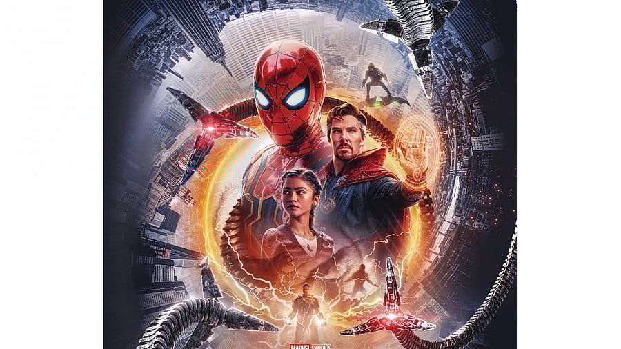 The official poster of 'Spider-Man: No Way Home'. Credit: Twitter/@taran_adarsh