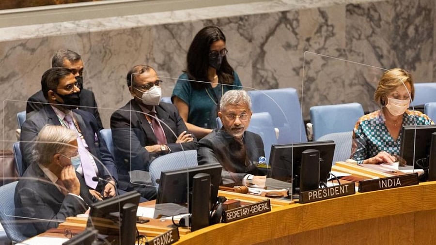 EAM Dr S Jaishankar at UNSC. Credit: PTI File Photo