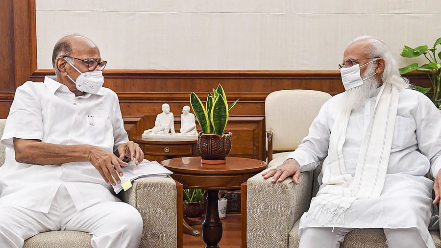 NCP chief Sharad Pawar with Prime Minister Narendra Modi. Credit: PTI Photo