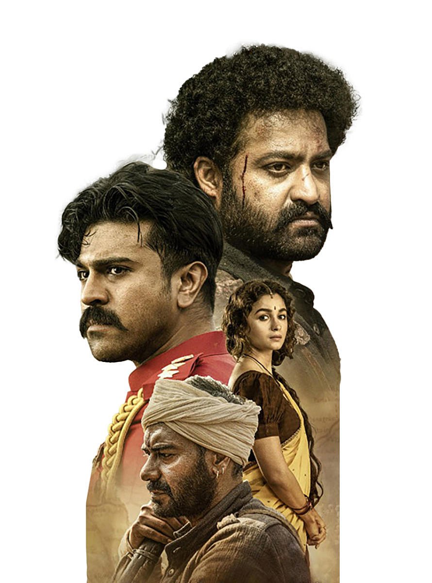 'RRR' is a period action drama starring NTR Jr and Ram Charan. Alia Bhatt and Ajay Devgn play key roles. 