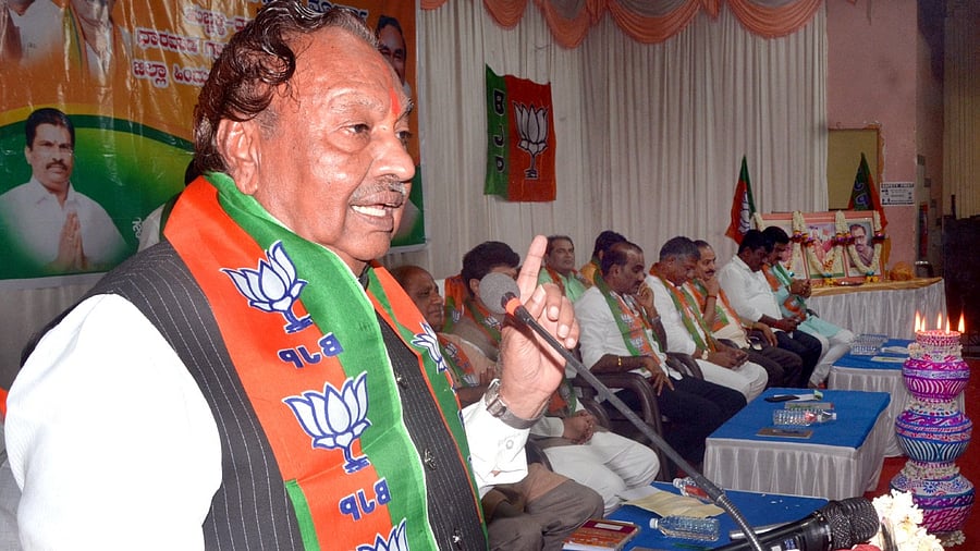 Rural Development and Panchayat Raj Minister K S Eshwarappa. Credit: DH Photo