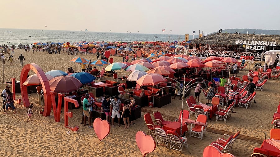 People visit Calangute Beach during the ongoing coronavirus disease. Credit: Reuters File Photo