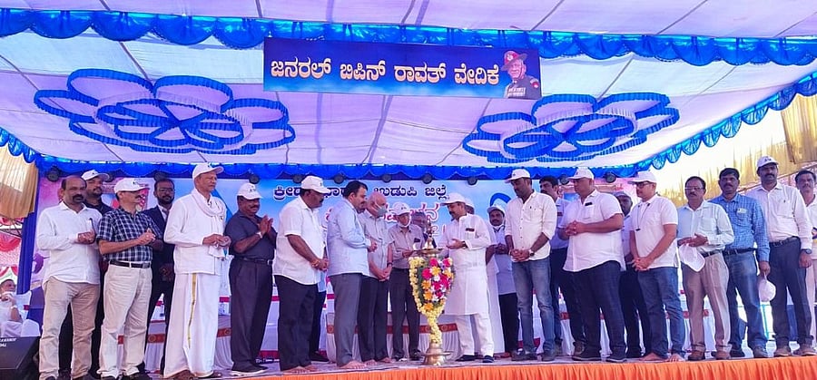 MAHE Pro-Chancellor Dr H S Ballal inaugurates the district-level sports meet organised by Kreeda Bharathi at Ajjarakadu stadium in Udupi.