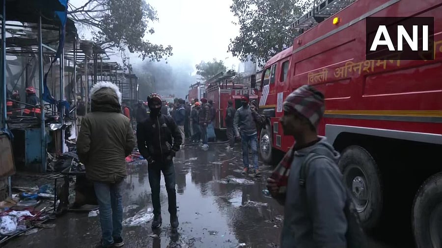 A major fire broke out at Lajpat Rai Market in Chandni Chowk. Credit: Twitter @aninews