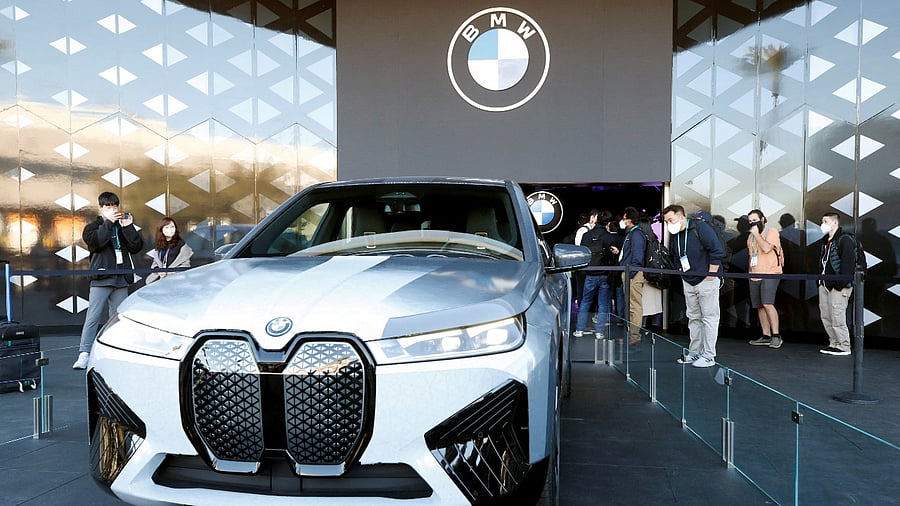 BMW iX Flow with color-shifting material is displayed during CES 2022. Credit: Reuters Photo