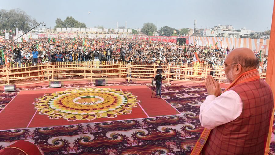 BJP leader and Union Home MInister seen at a rally. Credit: PTI Photo