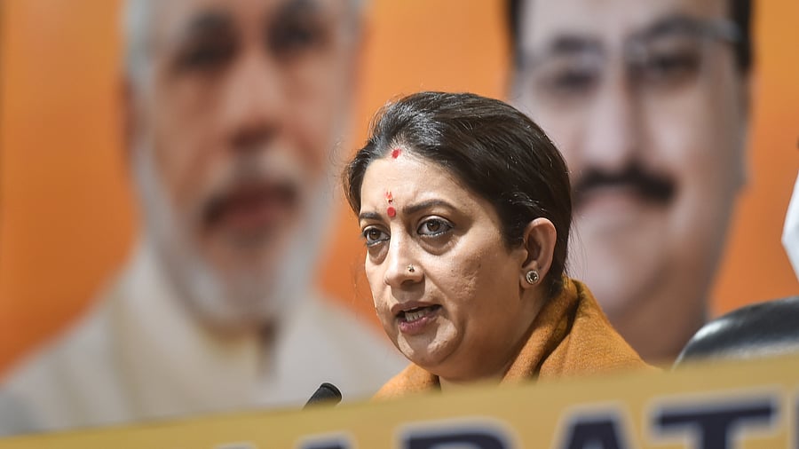 Union minister and BJP leader Smriti Irani cited a 'sting' done by a new channel which purportedly showed some Punjab Police officials saying that they informed their superiors about protestors blocking the route of Modi's carcade but no action was allegedly taken. Credit: PTI Photo