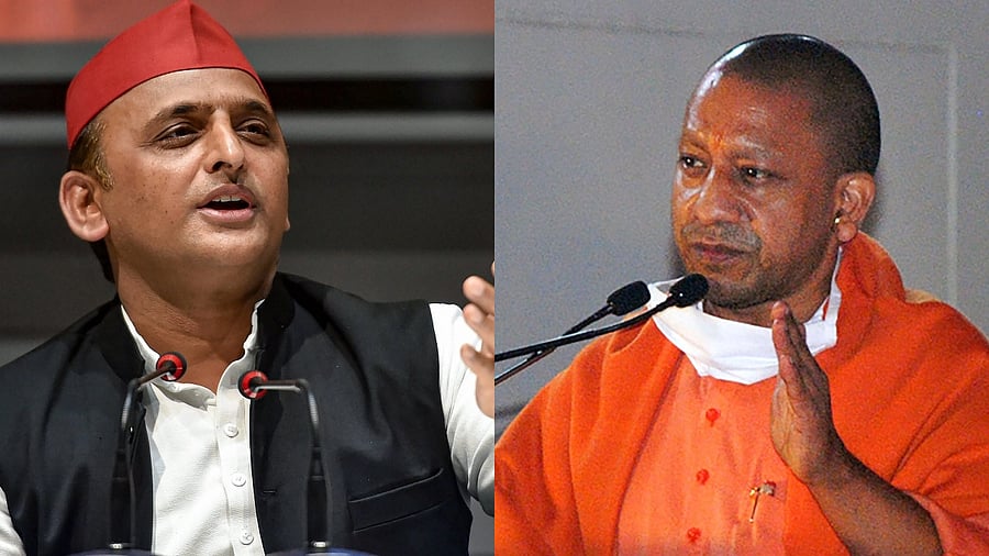 SP chief Akhilesh Yadav (left) and UP CM Yogi Adityanath. Credit: PTI file photo