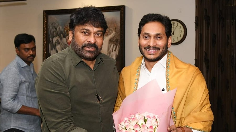 Actor Chiranjeevi with Andhra Pradesh CM Y S Jaganmohan Reddy. Credit: IANS Photo