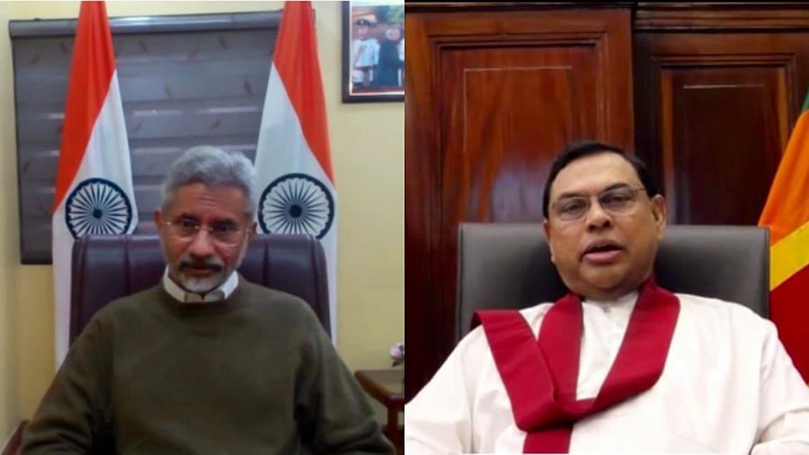 External Affairs Minister S Jaishankar on Saturday held discussions with Sri Lankan Finance Minister Basil Rajapaksa. Credit: Twitter/@DrSJaishankar