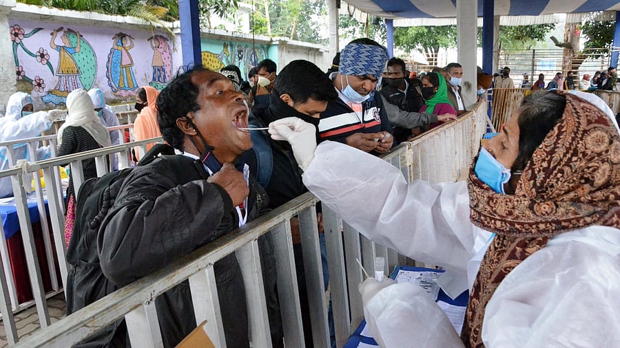 During the day 57,534 tests were conducted of which 7,895 turned positive - 13.72 per cent. Credit: PTI Photo