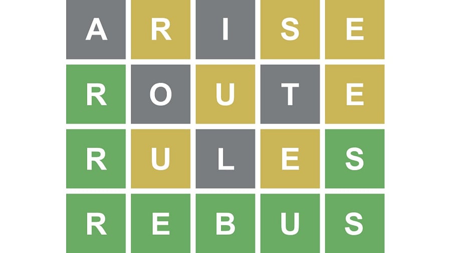 Screengrab of a Wordle puzzle. Credit: Wikimedia Commons Photo