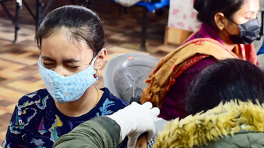 Nationwide vaccination for children in the age group of 15-18 years was rolled out on January 3. CRedit: AFP Photo