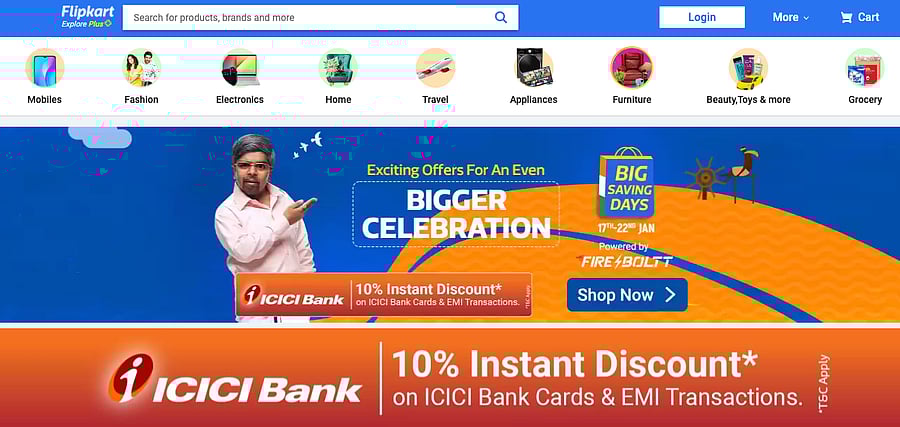 Flipkart's Big Saving Days sale 2022 edition banner on the website (screen-grab)