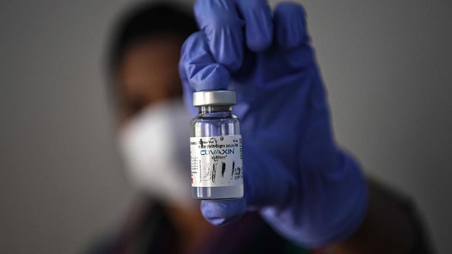 A vial of Bharat Biotech's Covaxin. Credit: AFP Photo