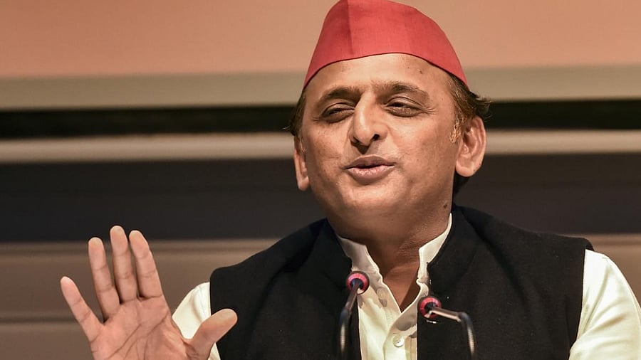 Samajwadi Party President Akhilesh Yadav addresses a press conference at party office in Lucknow. Credikt: PTI Photo
