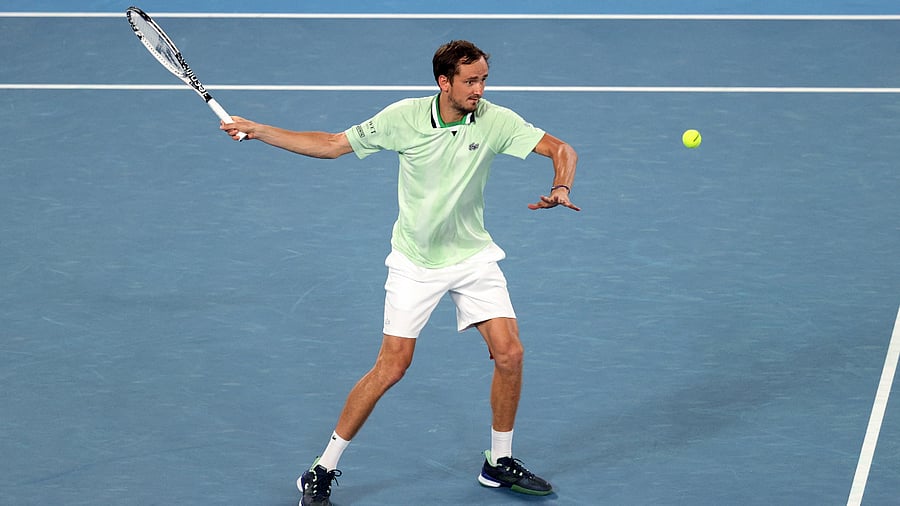 Russia's Daniil Medvedev in action during his semi final match against Greece's Stefanos Tsitsipas. Credit: Reuters Photo