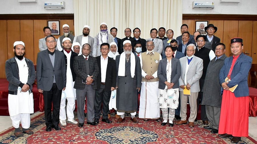 Manipur Governor La Ganesan in a meeting with spiritual leaders at Raj Bhawan in Imphal on Saturday. Credit: Manipur government