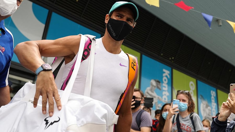 Rafael Nadal during a practice session at the Australian Open in Melbourne. Credit: Reuters Photo