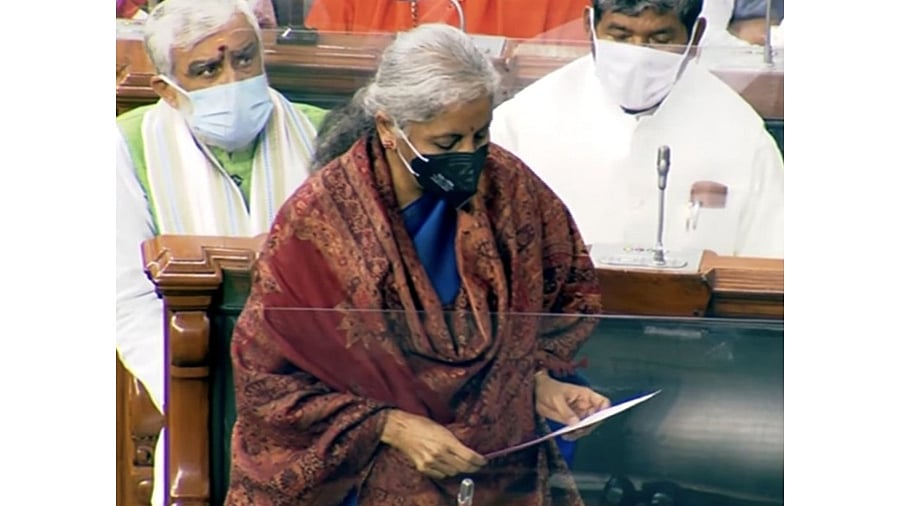 Finance Minister Nirmala Sitharaman tables the Economic Survey in Lok Sabha. Credit: IANS Photo