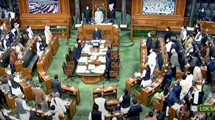 A view of the Lok Sabha during the Budget Session of Parliament in New Delhi. Credit: Screengrab via Sansad TV