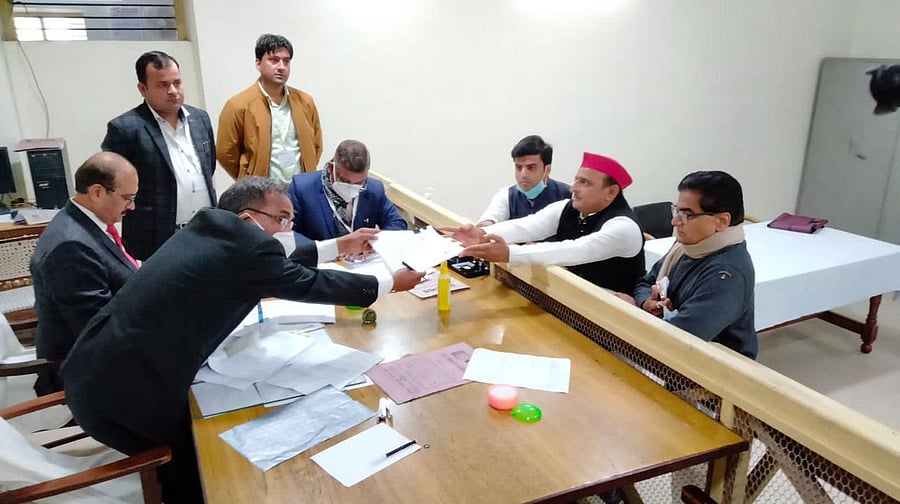 Akhilesh Yadav files nomination from Karhal. Credit: Special Arrangement