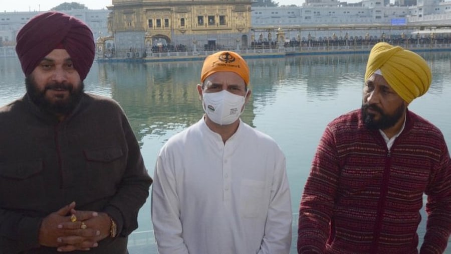 Rahul Gandhi while addressing a virtual rally in Jalandhar last week had said that Channi and Sidhu have assured him that whosoever is chosen as the CM face, the other will support him. Credit: IANS Photo