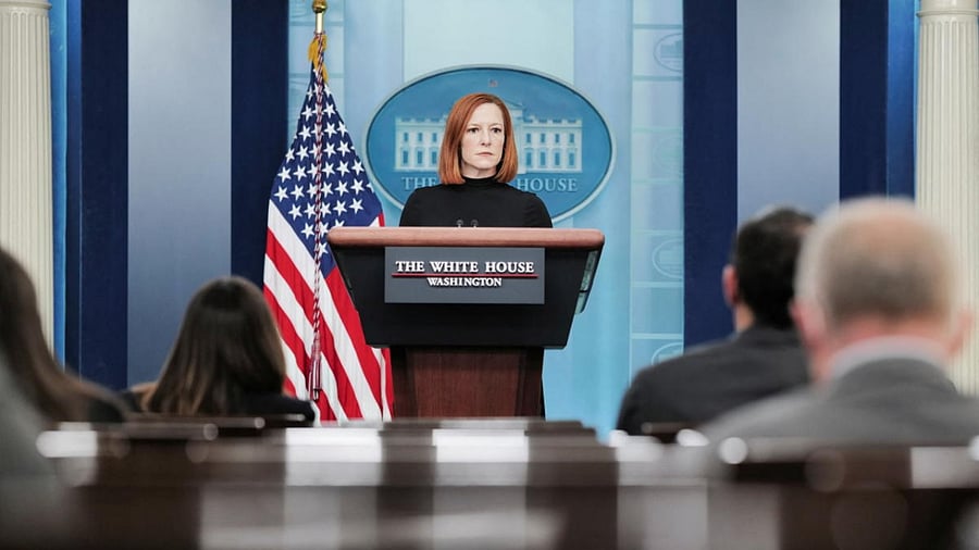 White House Press Secretary Jen Psaki holds a press briefing. Credit: Reuters photo