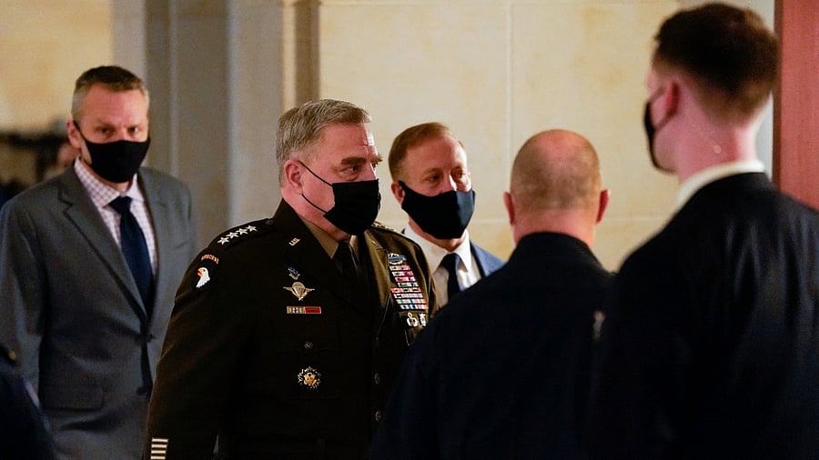 US Army General Mark A. Milley, Chairman of the Joint Chiefs of Staff, leaves a US Senate classified briefing on the ongoing tensions between Russia and Ukraine, on Capitol Hill in Washington, US, February 3, 2022. Credit: Reuters Photo
