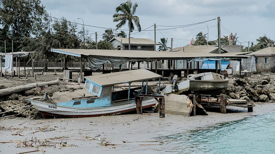 Damaged buildings following the volcanic eruption and tsunami in Tongatapu, Tonga. Credit: Reuters Photo