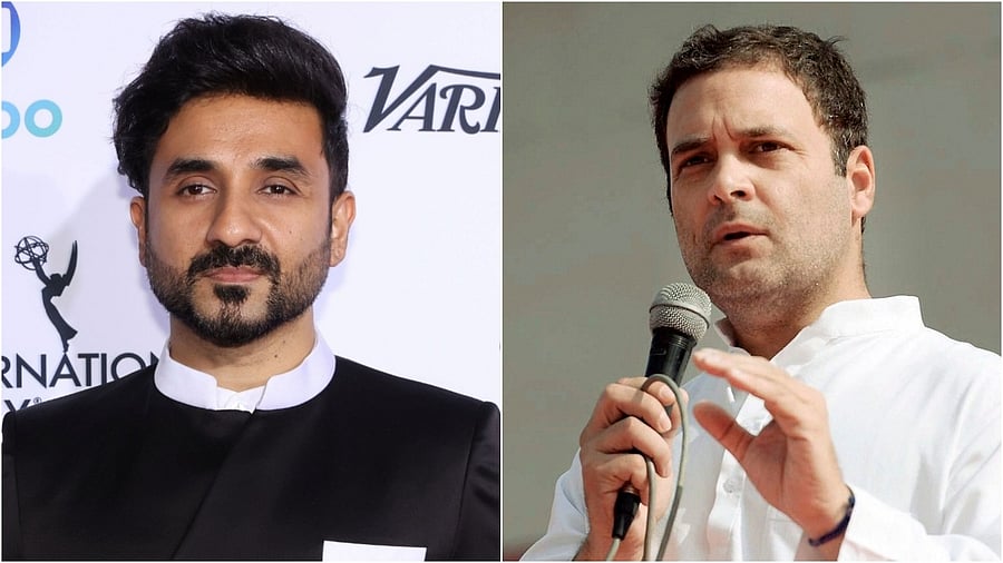 Stand-up comedian Vir Das and Congress Leader Rahul Gandhi. Credit: Reuters Photo/PTI Photos