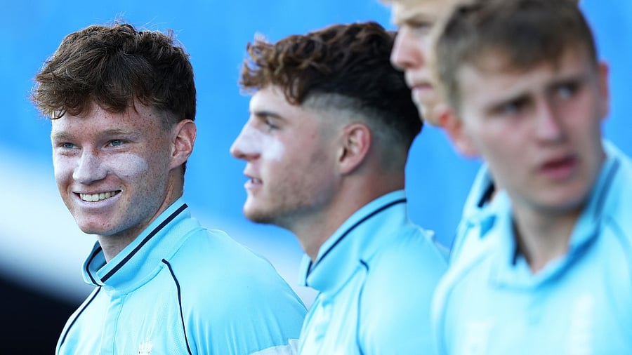 England U-19 players seen ahead of the final against India. Credit: Twitter/@cricketworldcup