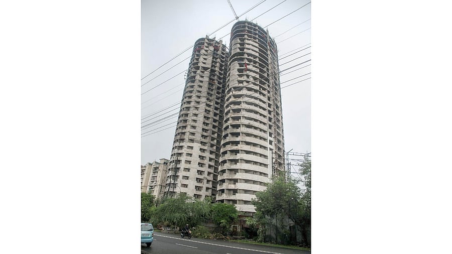 A view of 40-storey twin towers built by a real estate company Supertech in Noida. Credit: PTI File Photo