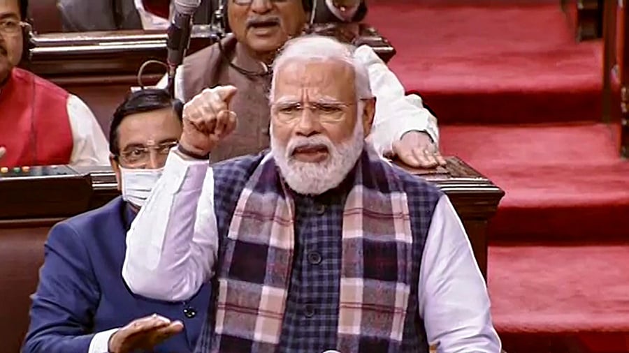 Modi in Parliament. Credit: PTI Photo